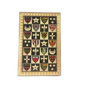 Medieval Heraldry Shield Needpoint Vintage, Framed